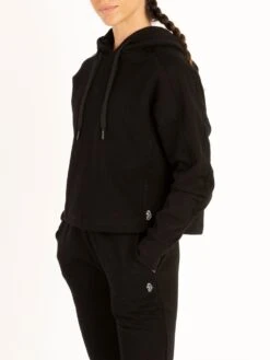 WOMENS COBRA CROPPED WORKOUT HOODIE -Luke Clothing Store L620302 BLACK 2