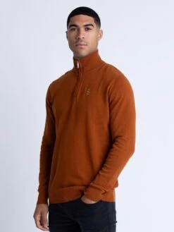 PRETENDER FUNNEL NECK KNITTED JUMPER -Luke Clothing Store M350612 TOBACCO 2