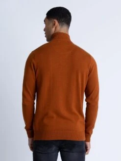 PRETENDER FUNNEL NECK KNITTED JUMPER -Luke Clothing Store M350612 TOBACCO 3