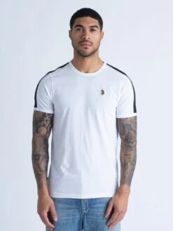 TROUSER TAPE T-SHIRT -Luke Clothing Store M520183 WHITE BLACK 1