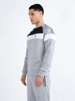 ADAM 3 PREMIUM TRICOT TRACKSUIT -Luke Clothing Store M590334 LT MARL GREY BLACK WHITE 2