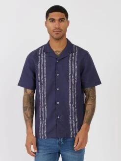HAVANAH 55 TAILORED FIT CUBAN SHIRT -Luke Clothing Store M600802 NAVY 77 STRIPE 1