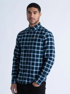 OXFORD TAILORED FIT SHIRT -Luke Clothing Store M650950 DARK NAVY ECRU SKY BLUE 2