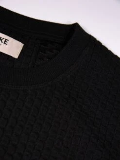 WAFFLE DOWN REGULAR FIT T-SHIRT -Luke Clothing Store M710171 BLACK 4