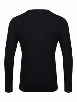 SPARE RIB KNITTED CREW NECK JUMPER 10 SPARE RIB KNITTED CREW NECK JUMPER -Luke Clothing Store M710650 BLACK 2