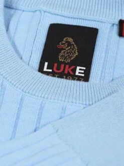 SPARE RIB KNITTED CREW NECK JUMPER -Luke Clothing Store M710650 SKYBLUE 3