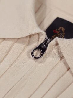 RIB EYE KNITTED ZIP POLO 12 RIB EYE KNITTED ZIP POLO -Luke Clothing Store M710652 ECRU 4