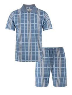 FORT CHECK ZIP POLO SHORT SET