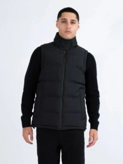 VIENNA QUILTED HOODED GILET -Luke Clothing Store M730755 BLACK HOOD REMOVED 1