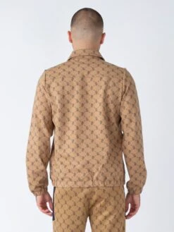 SHAW OVERPRINT ZIP THROUGH SWEAT -Luke Clothing Store M750355 CARAMEL DARKNAVY 3