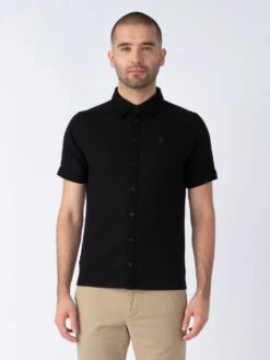 LARRY TEXTURED SLIM FIT SHIRT -Luke Clothing Store M751401 BLACK 1