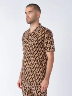 TRINIDAD OVERPRINT JERSEY CUBAN SHIRT -Luke Clothing Store M760850 APRICOT 2