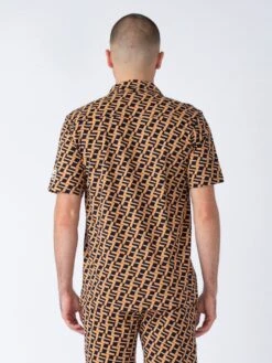 TRINIDAD OVERPRINT JERSEY CUBAN SHIRT -Luke Clothing Store M760850 APRICOT 3