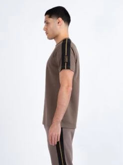 IMPERIAL TAPE DETAIL PIQUE T-SHIRT -Luke Clothing Store M770150 MUSHROOM 2A
